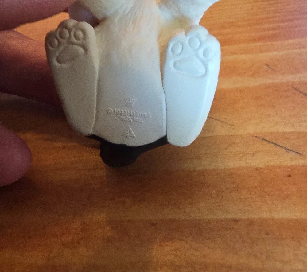 Hallmark White and Black Puppy Santa Hat Ornament